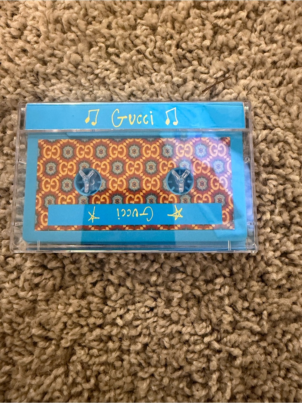 Gucci Blue and Gold Cassette Card Case